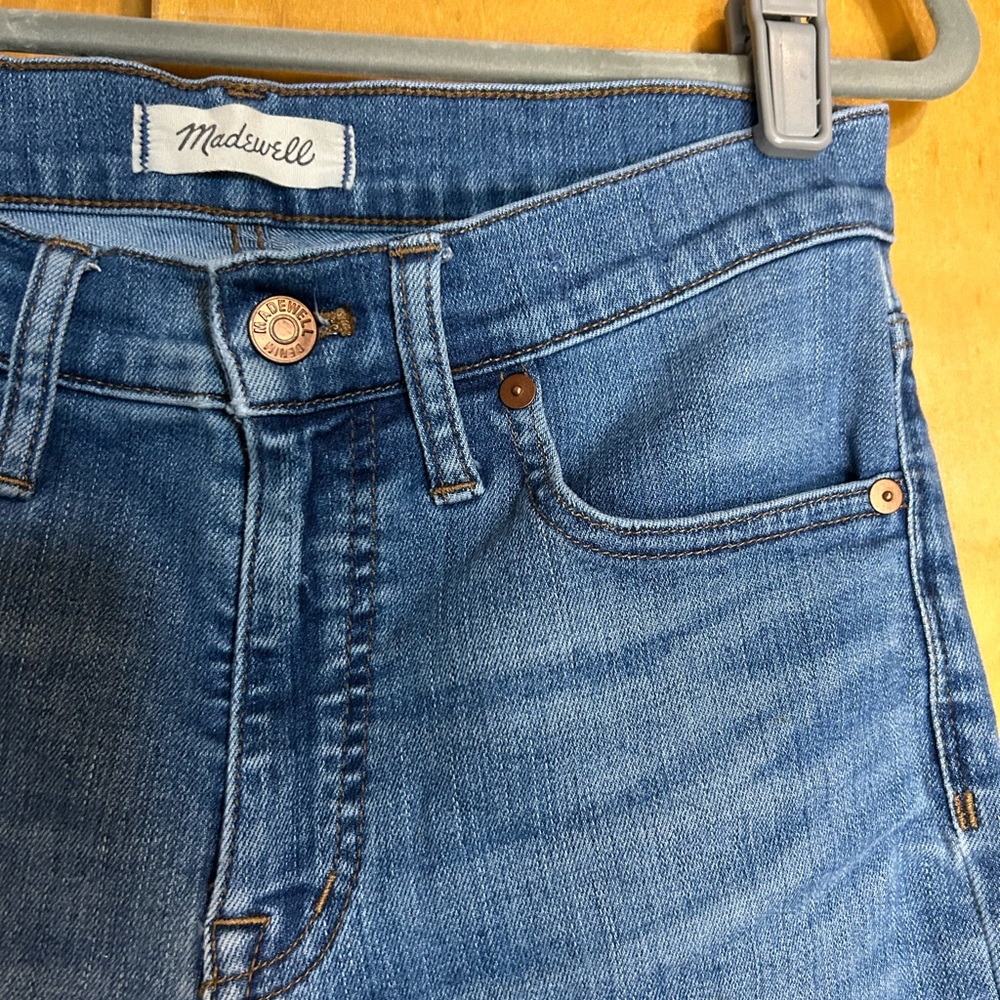 Madewell High Rise Ripped Blue Jeans - Picture 5 of 9